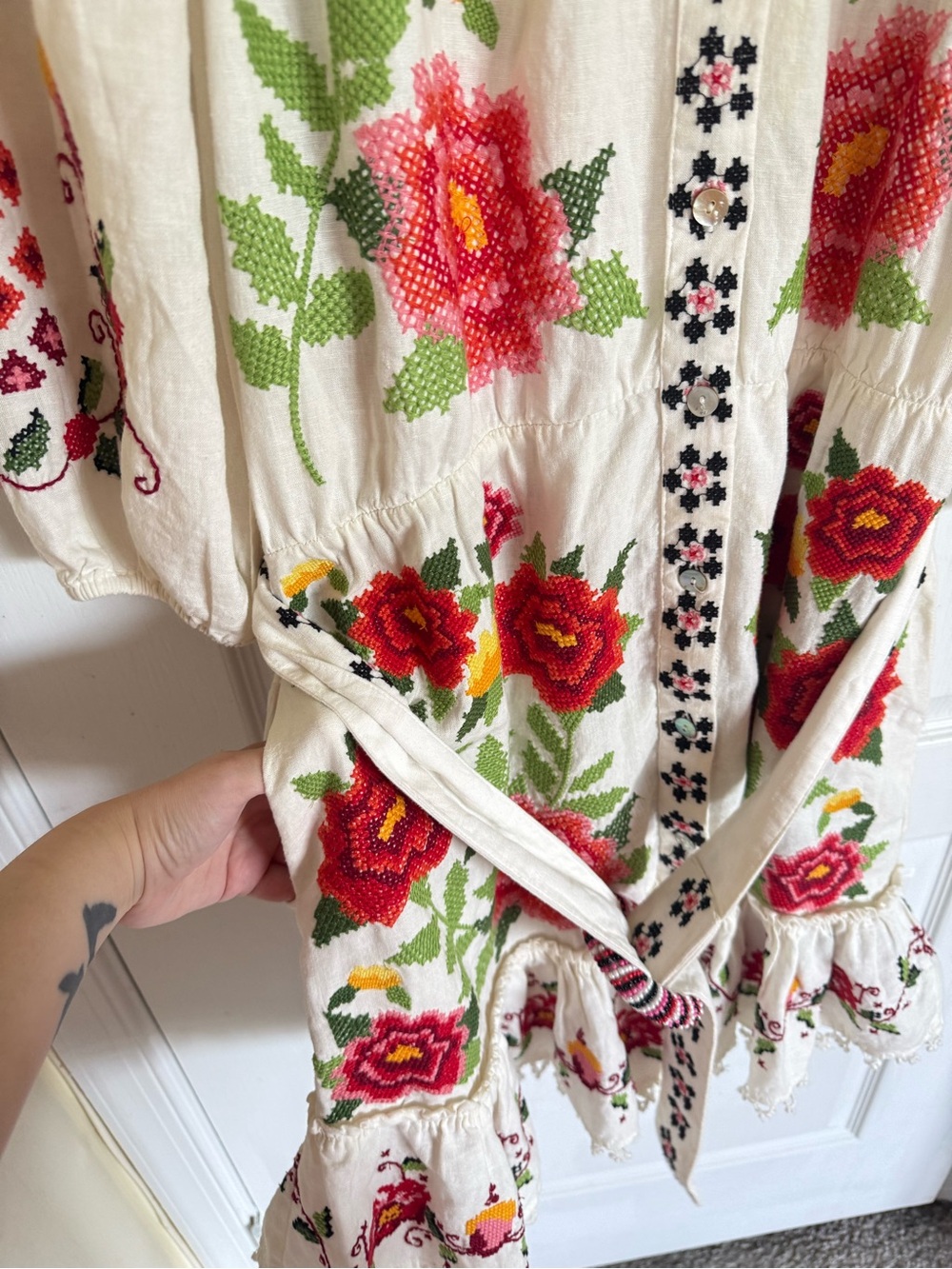Farm Rio Carmina Embroidered Mini Dress - Picture 10 of 12